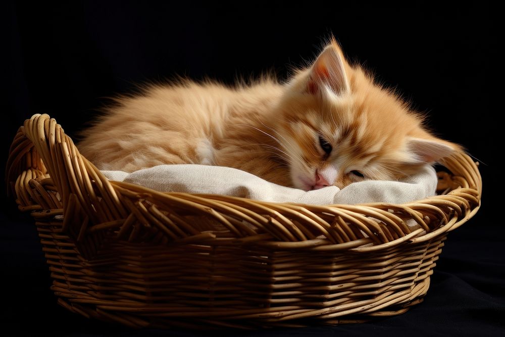 Cat basket kitten mammal. AI generated Image by rawpixel.