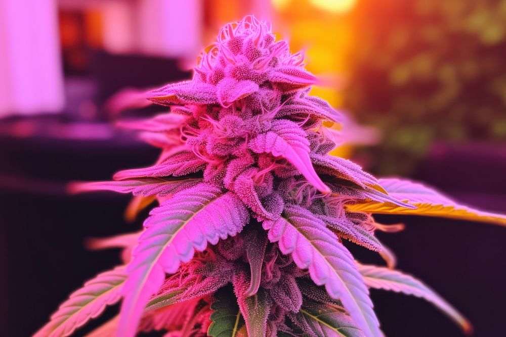 Cannabis plant purple green. AI generated Image by rawpixel.