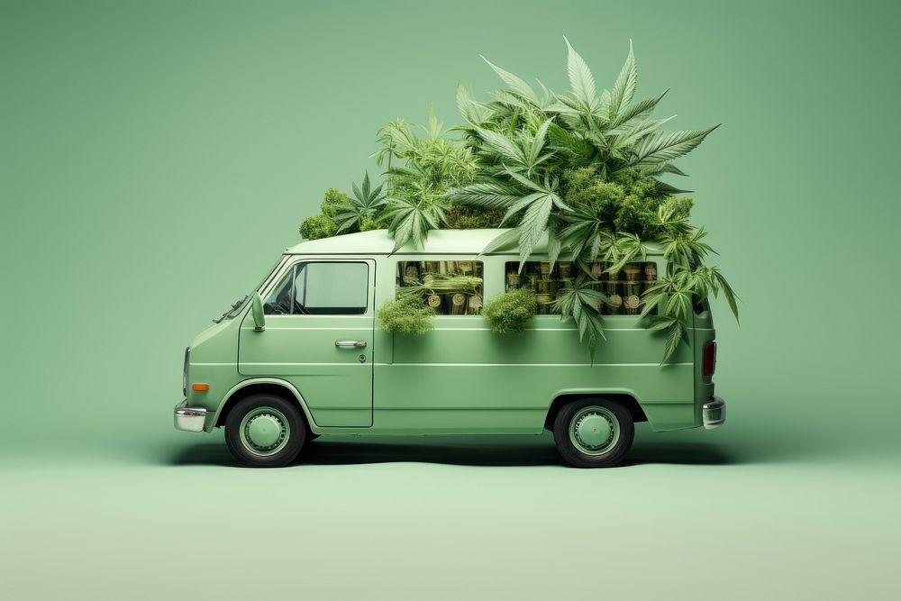 Cannabis vehicle car van. AI generated Image by rawpixel.