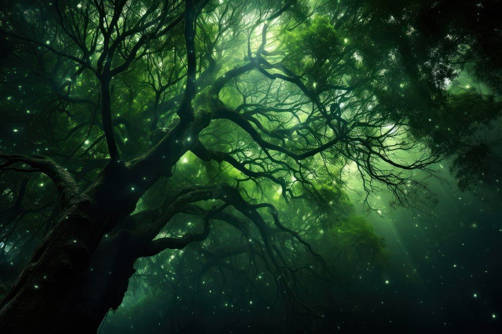 Emerald Canopy outdoors woodland fantasy. AI generated Image by rawpixel.