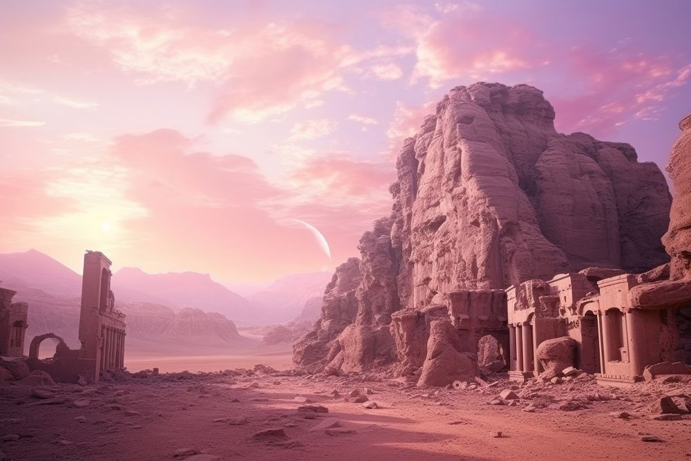 Landscape ancient ruins architecture. AI generated Image by rawpixel.