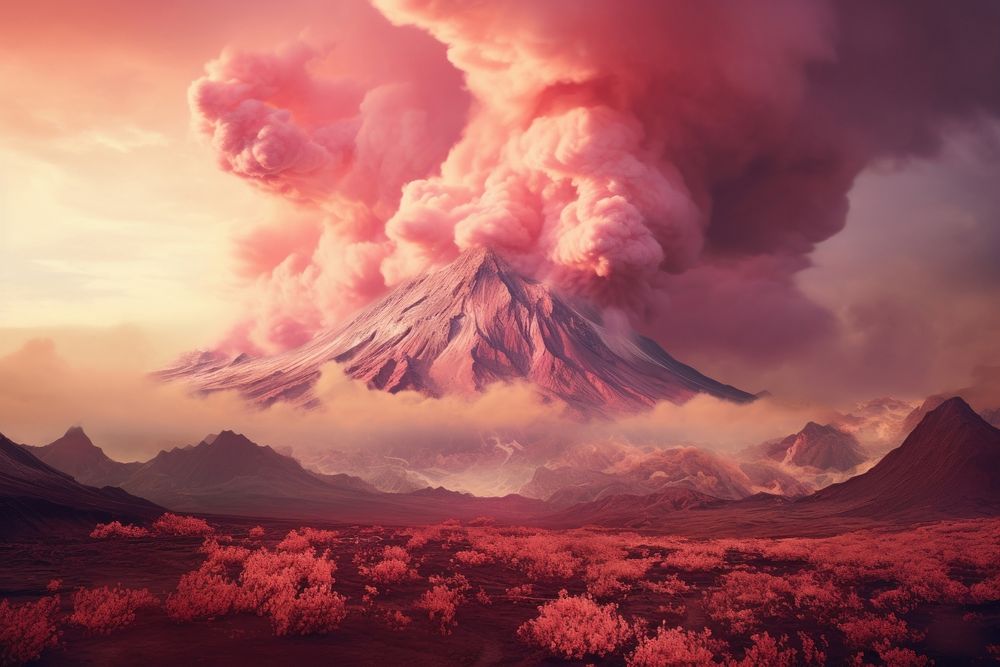 Fiery Volcano Keep volcano landscape mountain. AI generated Image by rawpixel.