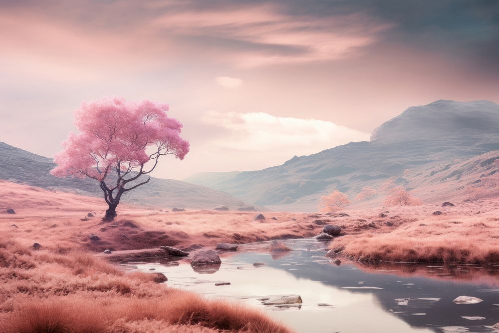 Landscape outdoors blossom nature. AI generated Image by rawpixel.
