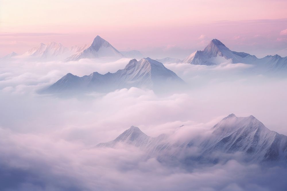 Misty Peaks landscape mountain outdoors. AI generated Image by rawpixel.