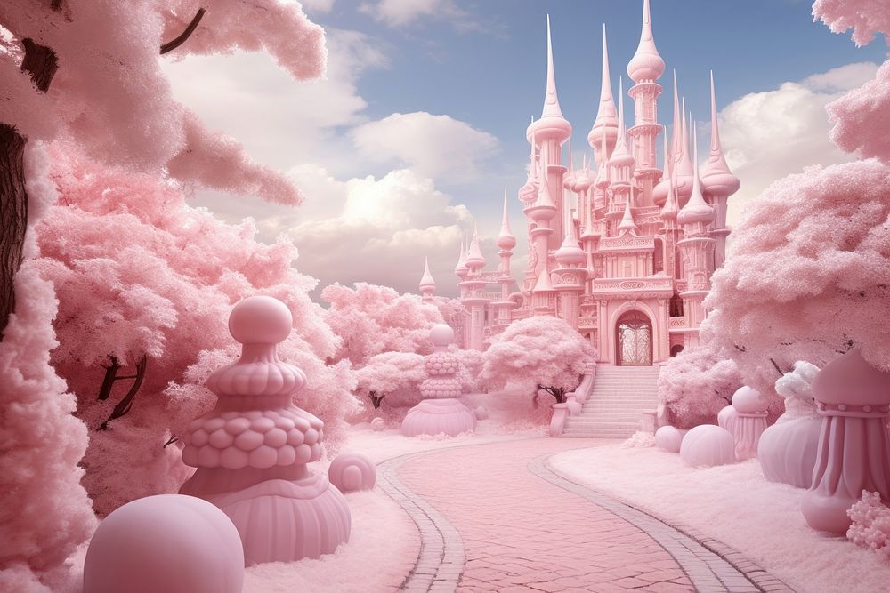 Whimsical Wonderland architecture landscape building. AI generated Image by rawpixel.