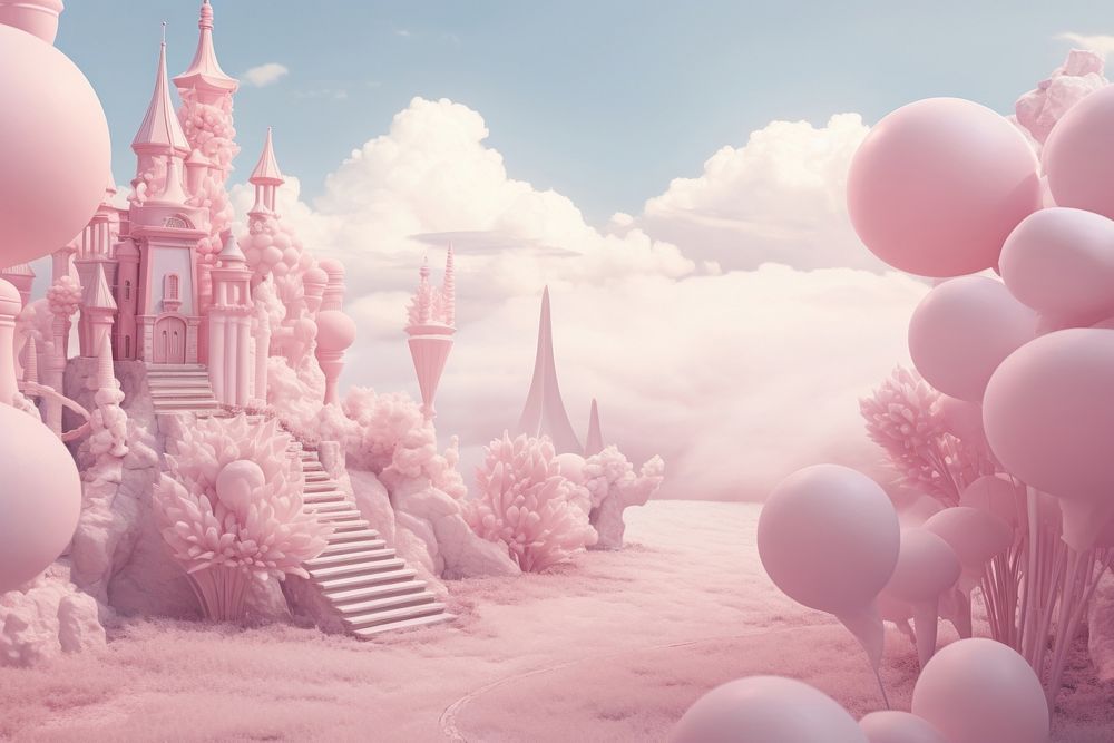 Whimsical Wonderland landscape outdoors balloon. AI generated Image by rawpixel.