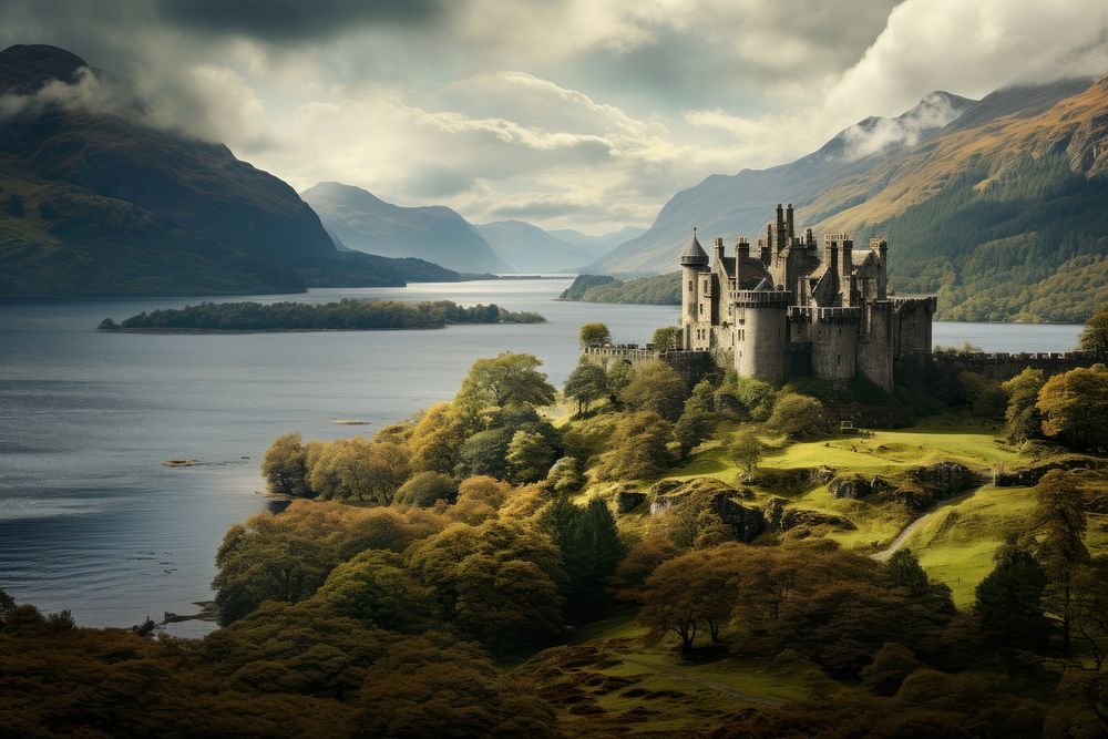 Castle architecture landscape highland. AI generated Image by rawpixel.