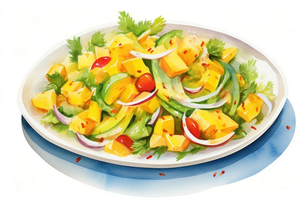 Mango salad plate food meal. AI generated Image by rawpixel.