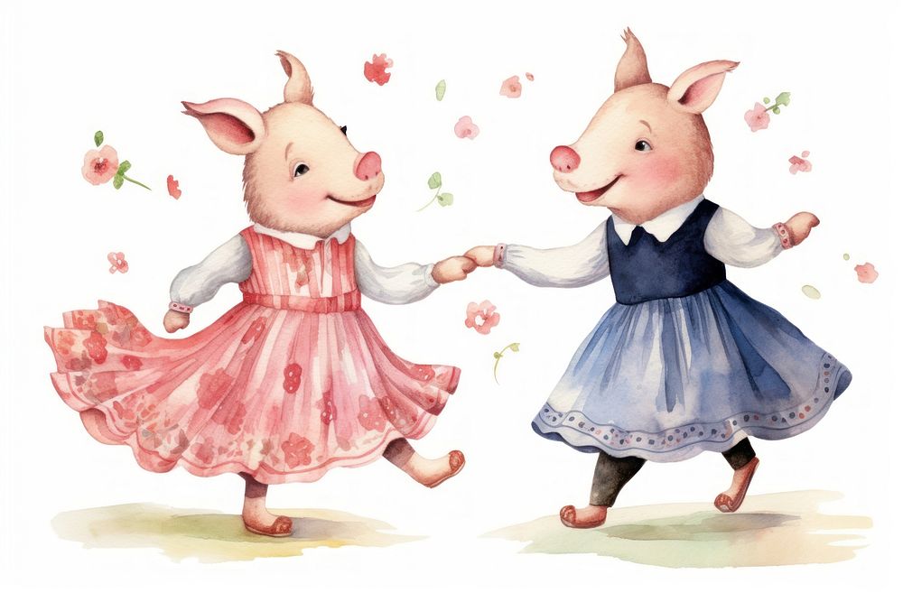 Happy pig dancing animal entertainment. AI generated Image by rawpixel.