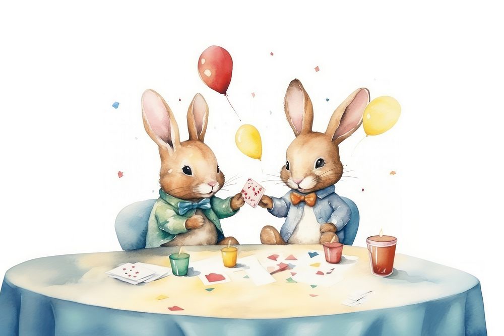 Happy rabbit mammal animal togetherness. AI generated Image by rawpixel.