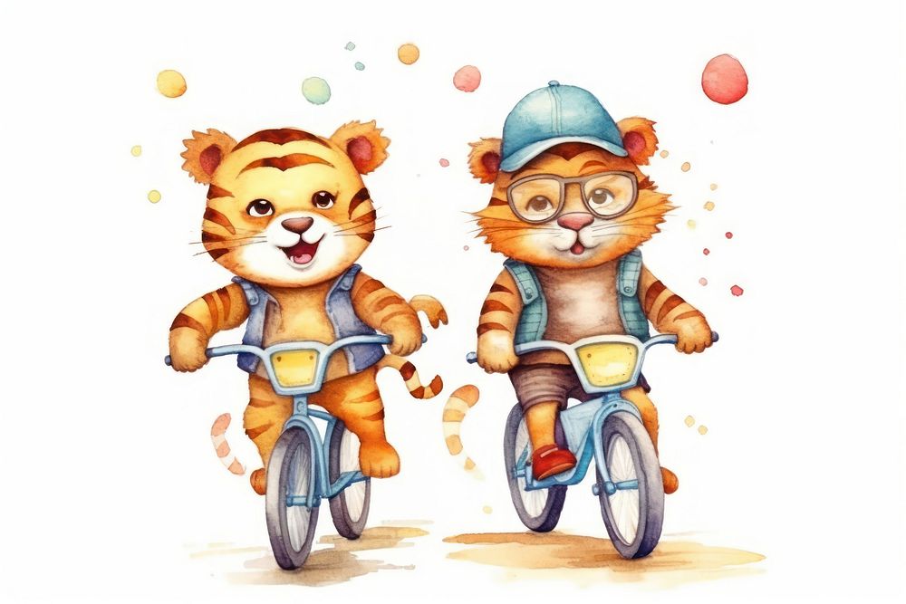 Tigers bicycle vehicle cycling. AI generated Image by rawpixel.