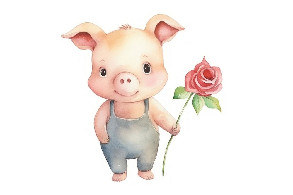 Cute pig flower mammal animal. AI generated Image by rawpixel.