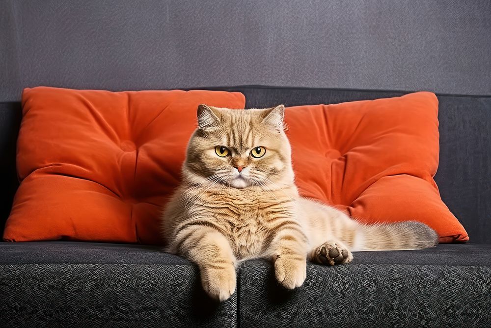 Cozy orange cat on a sofa, design resource. AI generated Image by rawpixel