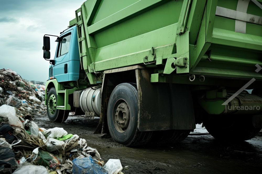 Green garbage truck, design resource. AI generated Image by rawpixel