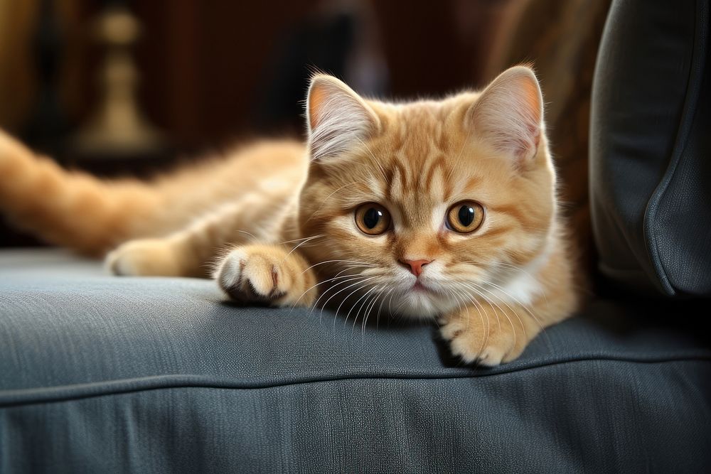 Orange cat on a sofa, design resource. AI generated Image by rawpixel