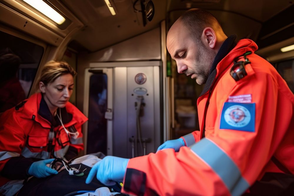 Paramedics patient working adult. AI generated Image by rawpixel.