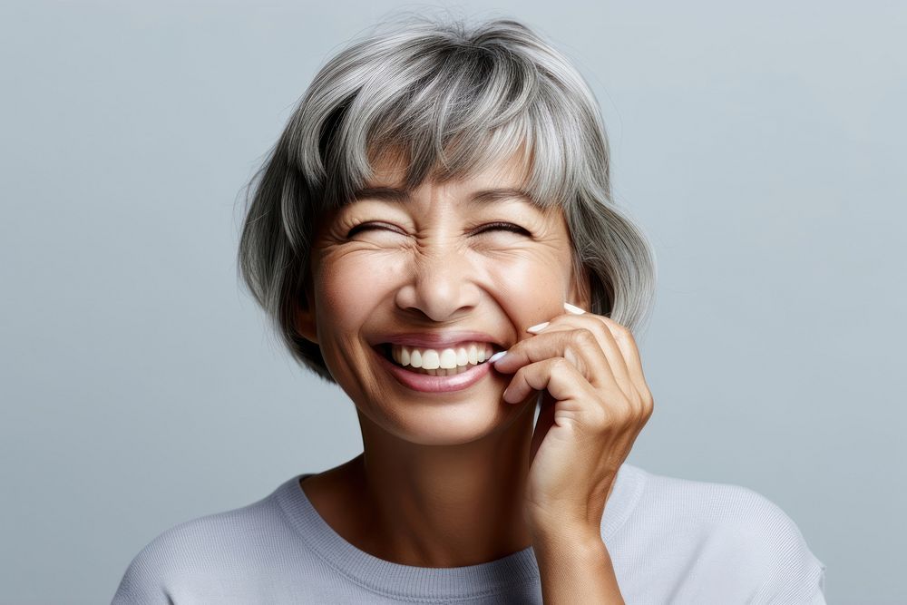 Happy senior woman photo, isolated on white background. AI generated image by rawpixel.