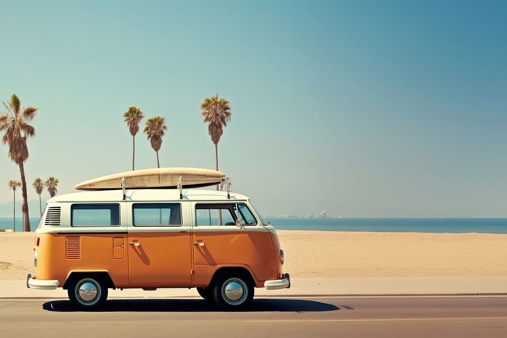 Caravan by the beach. AI generated Image by rawpixel.