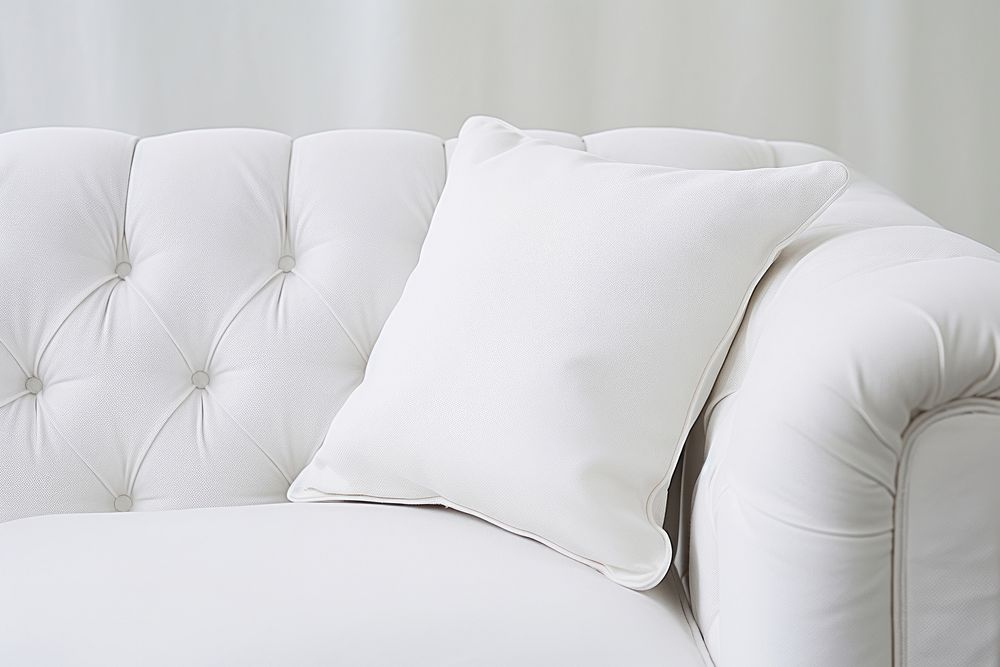 White modern sofa, close-up photo. 