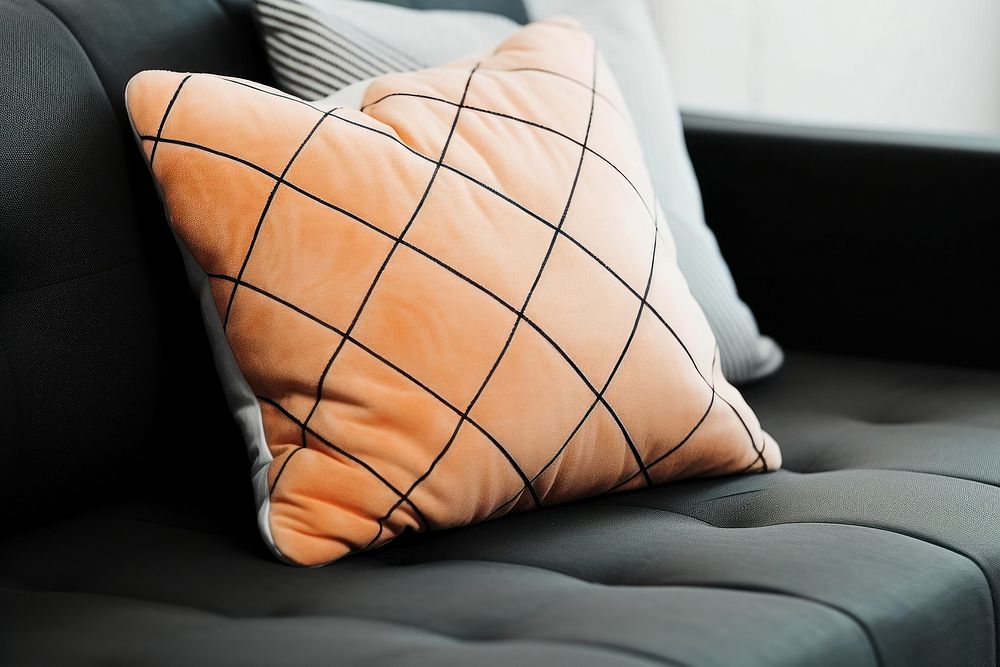 Close-up sofa with pillow photo. AI generated image by rawpixel.