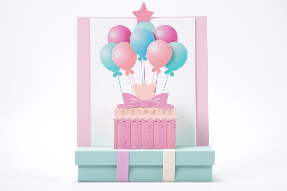 Birthday card balloon dessert paper. AI generated Image by rawpixel.