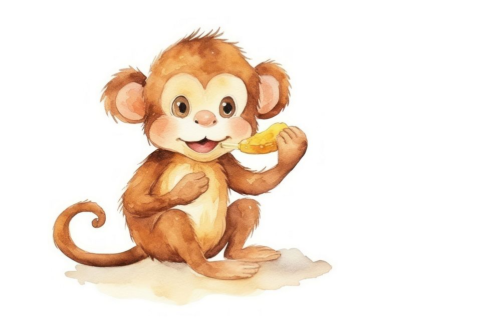 Eatting a banana cartoon animal monkey. AI generated Image by rawpixel.