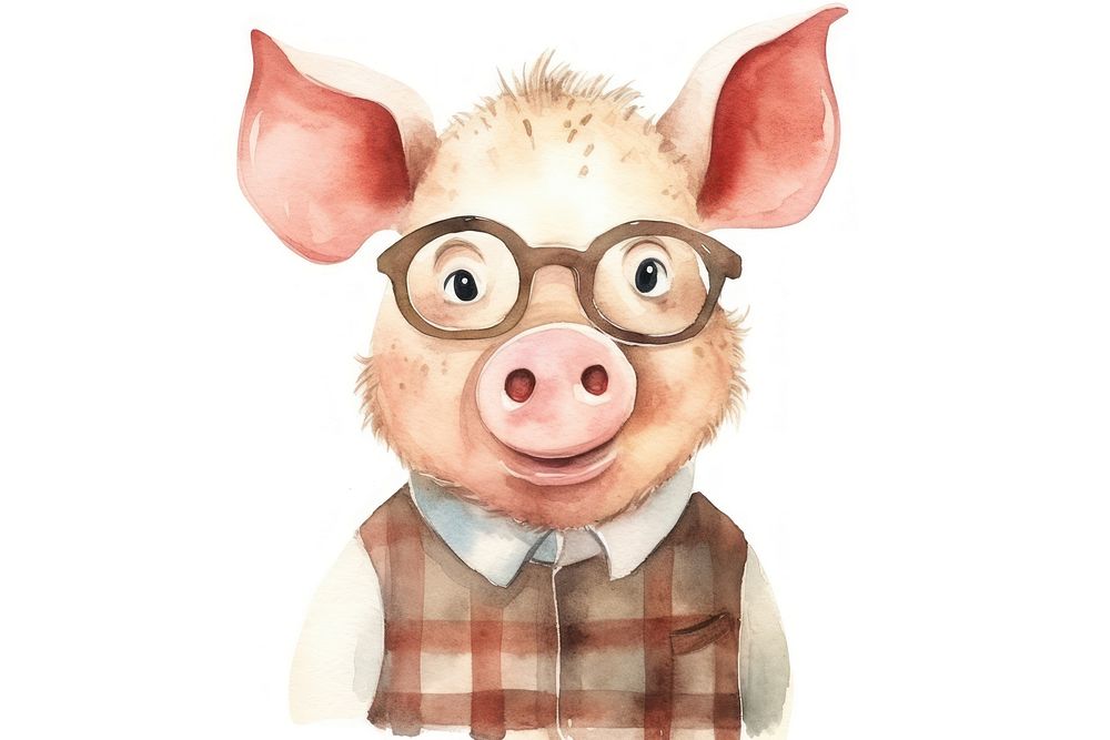 Animal pig glasses cartoon. AI generated Image by rawpixel.