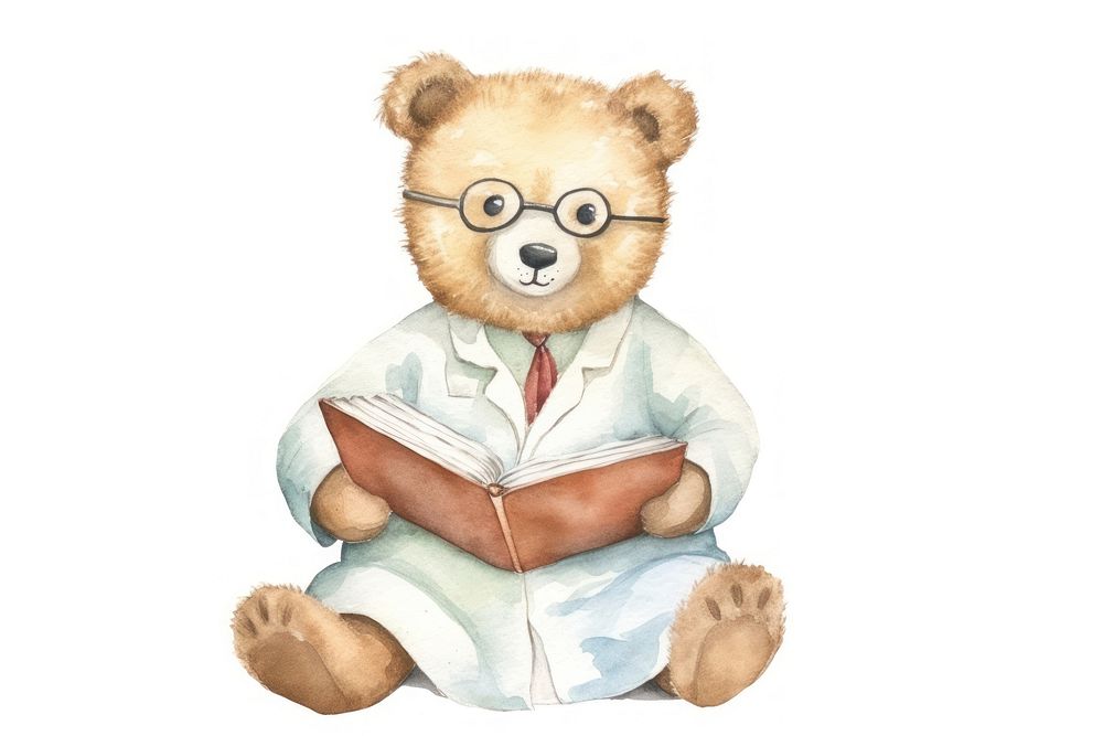 Doctor bear read a book cartoon cute toy. AI generated Image by rawpixel.