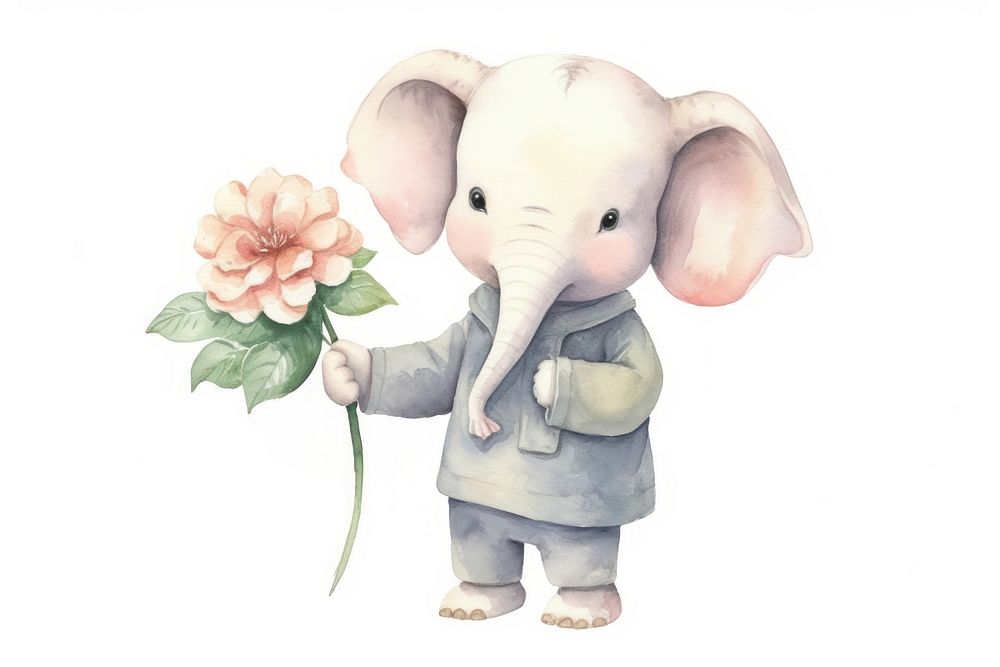 Elephant flower mammal animal. AI generated Image by rawpixel.