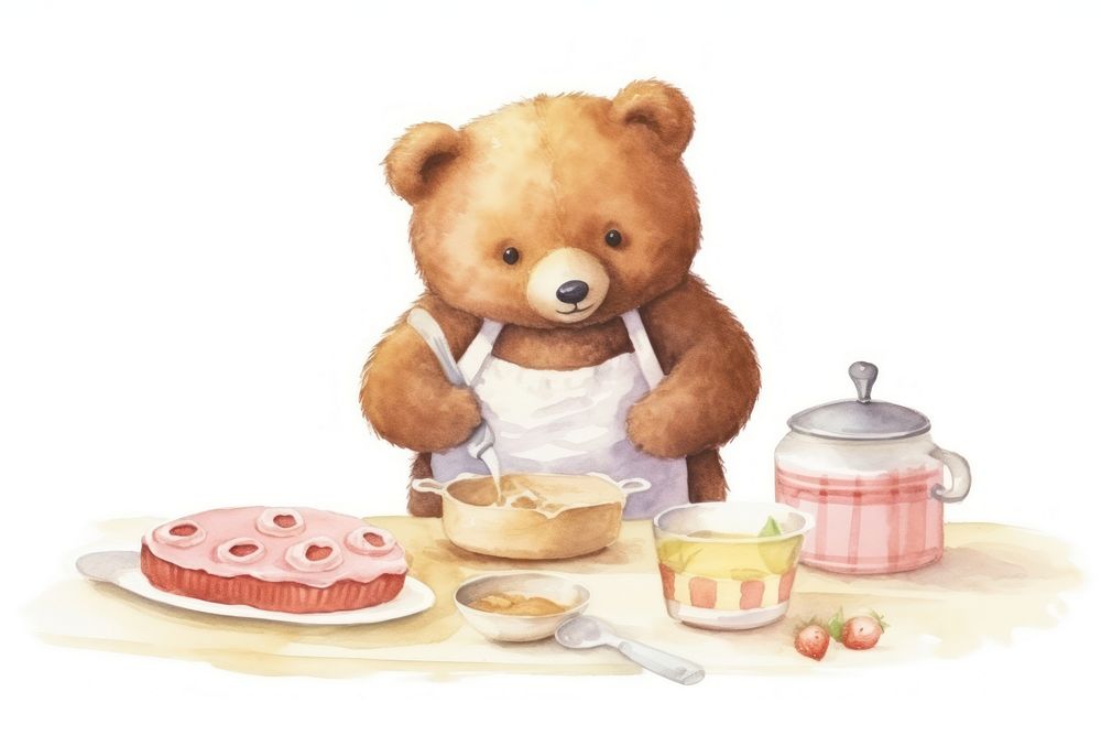 Baking a cake cartoon food cute. 