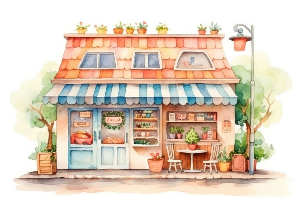 Restaurant cartoon awning food. AI generated Image by rawpixel.