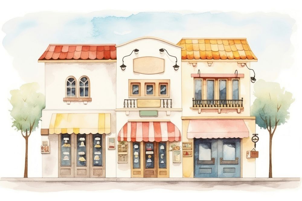 Restaurant cartoon awning city. AI generated Image by rawpixel.