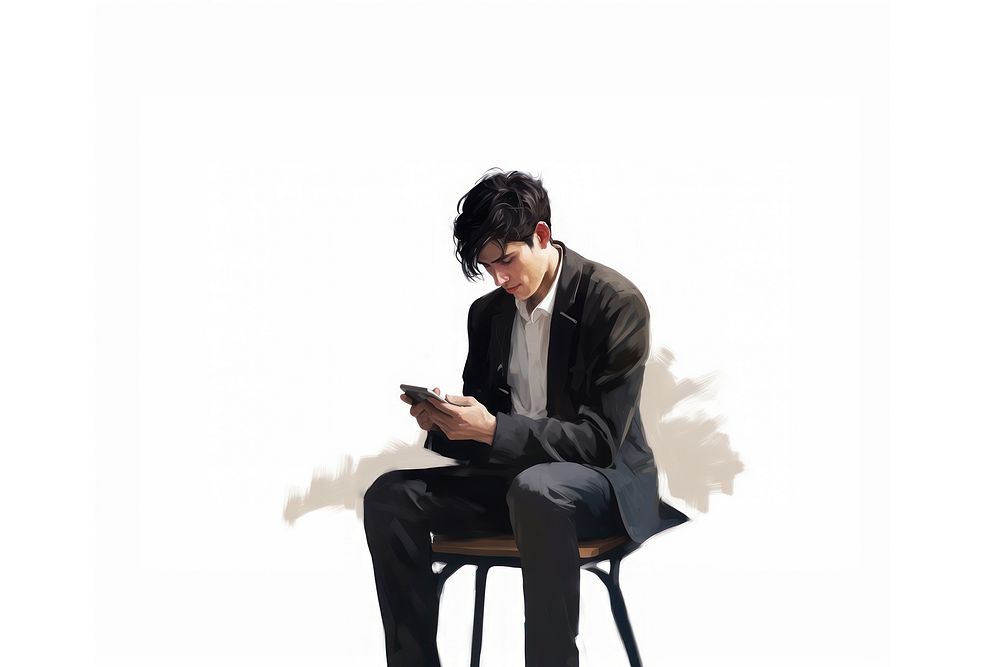 Phone sitting adult male. AI generated Image by rawpixel.