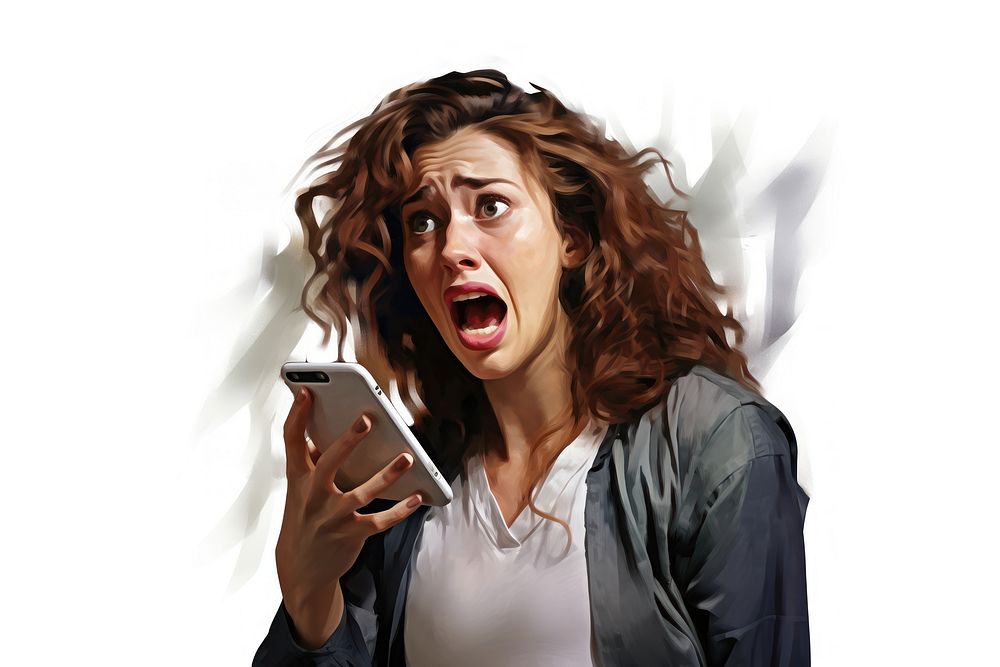 Cell phone surprise shouting adult. AI generated Image by rawpixel.