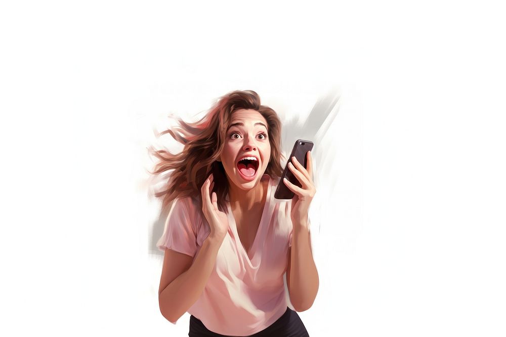 Cell phone surprise shouting adult. AI generated Image by rawpixel.