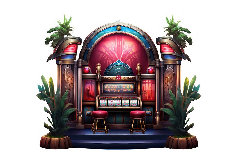 SLOT MACHINE casino slot white background. AI generated Image by rawpixel.