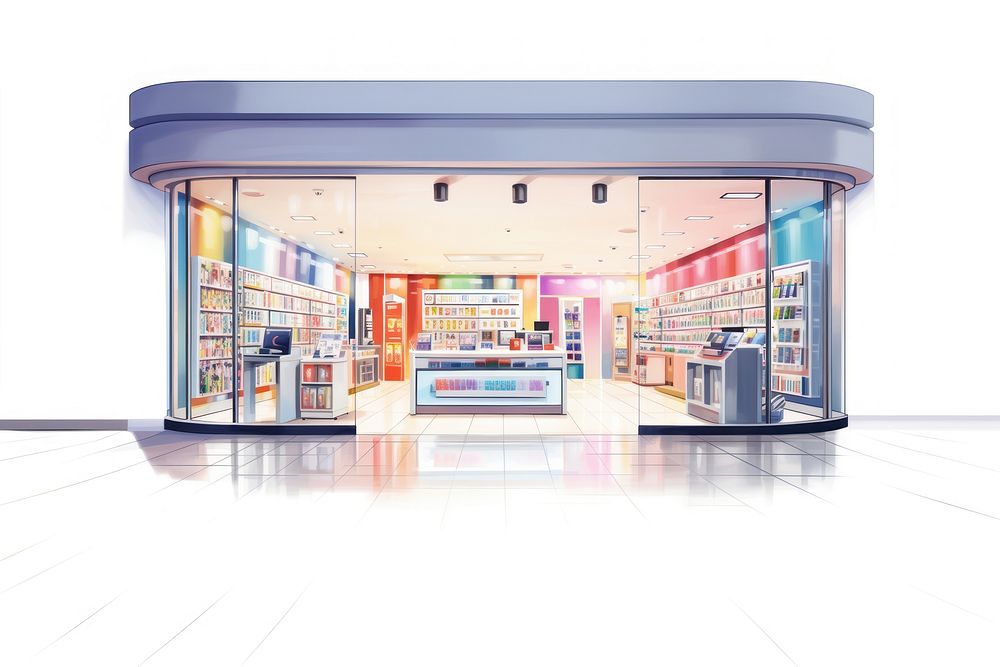 Phone store white background architecture consumerism. AI generated Image by rawpixel.