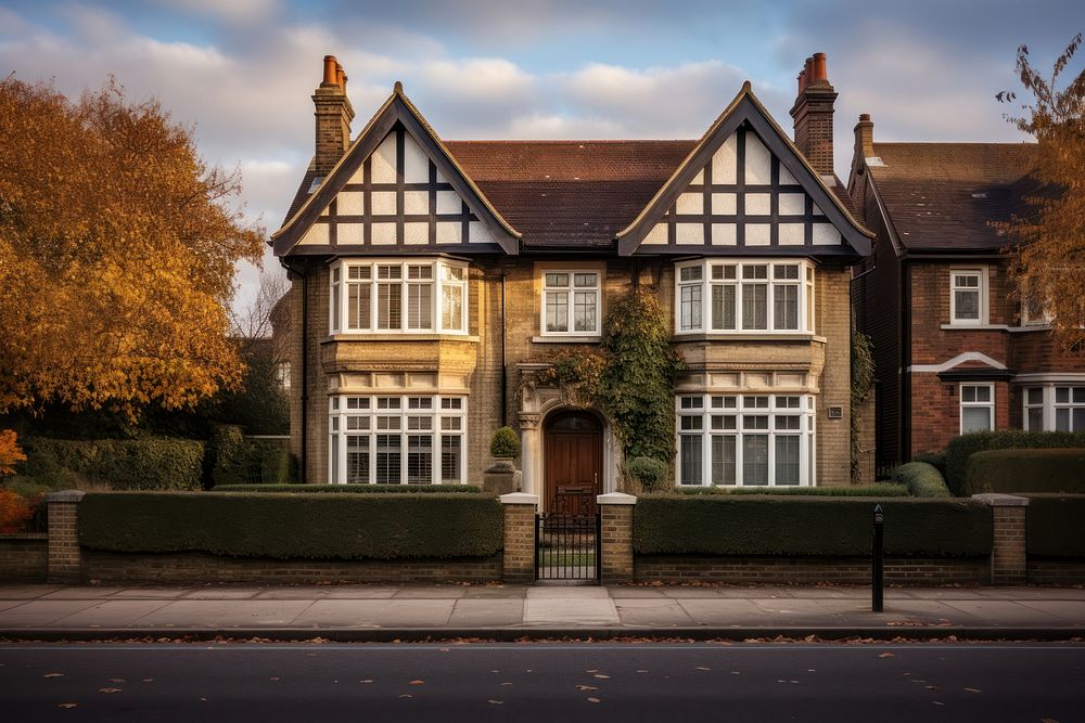 London suburb house architecture building plant. 