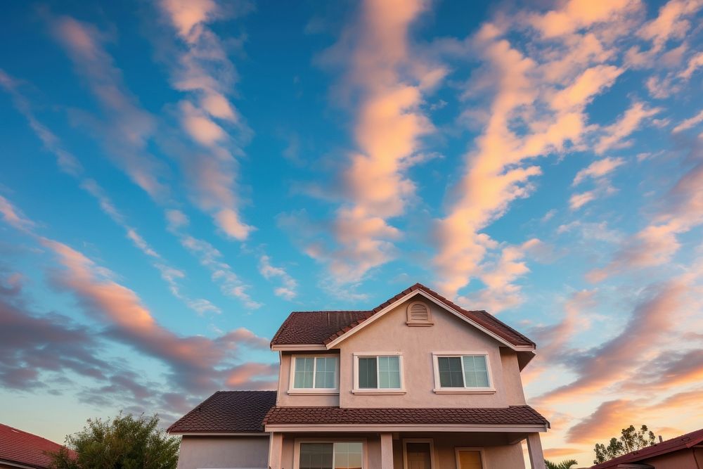 Suburb house sky architecture building. 