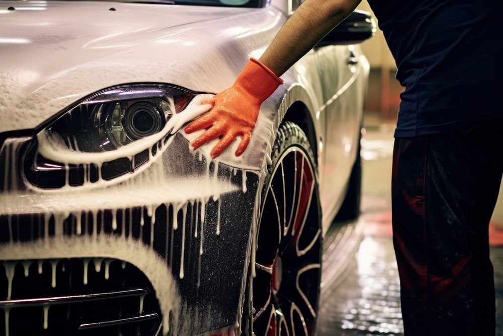 Washing a car vehicle adult man. AI generated Image by rawpixel.