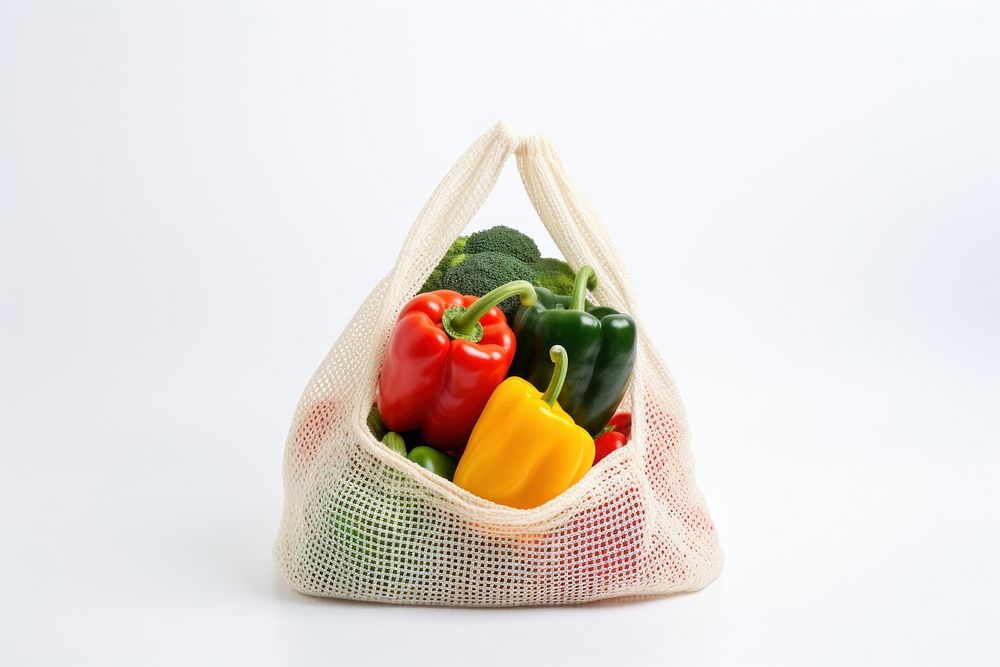 Vegetable bag food white background. AI generated Image by rawpixel.
