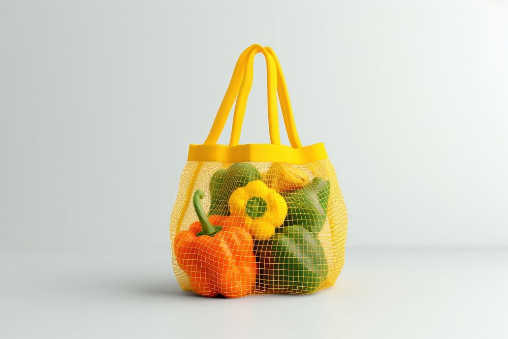 Vegetable bag handbag yellow. AI generated Image by rawpixel.