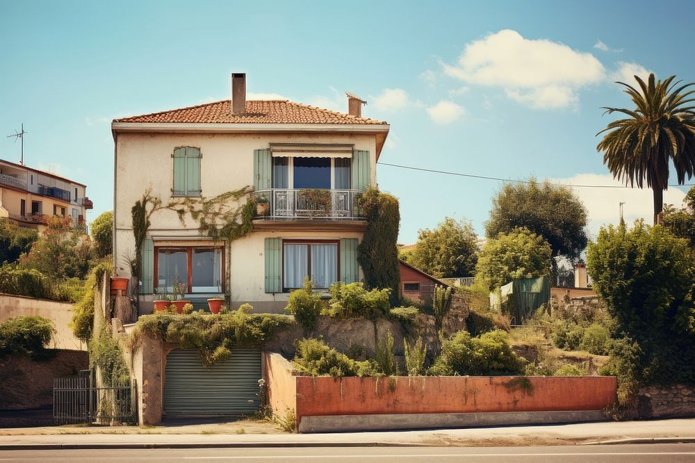 French suburb house architecture building villa. AI generated Image by rawpixel.