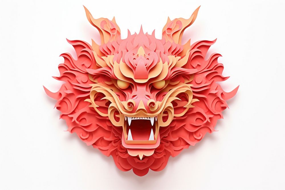 Dragon head craft paper art. AI generated Image by rawpixel.
