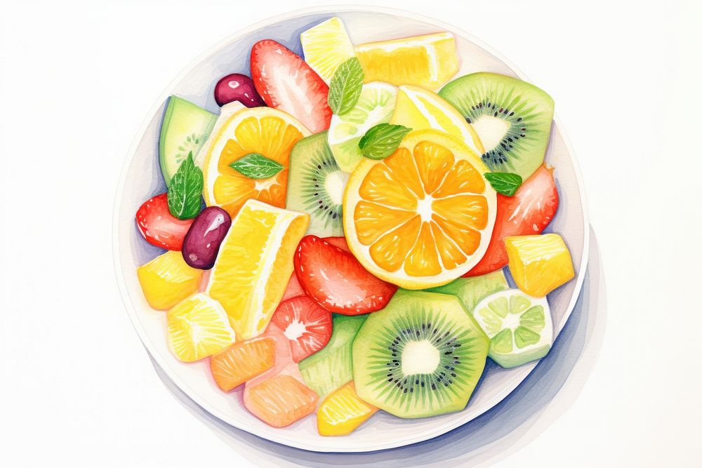 Fruits salad plate plant food. AI generated Image by rawpixel.