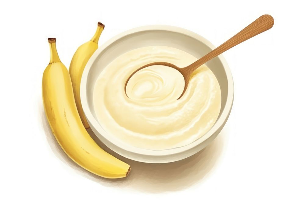 Baby food banana bowl dessert. AI generated Image by rawpixel.