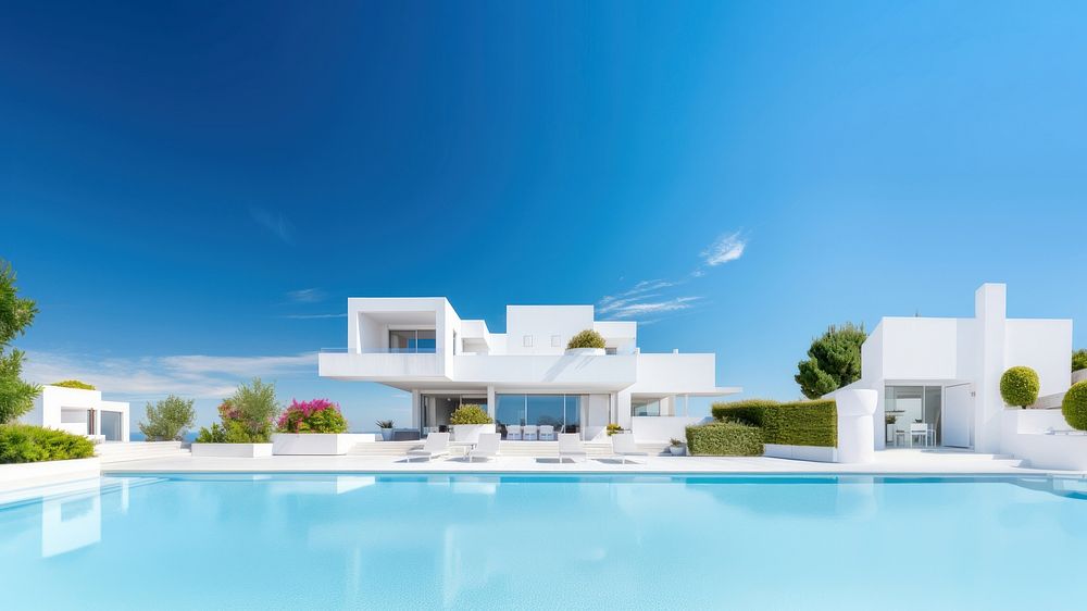 White modern house. 