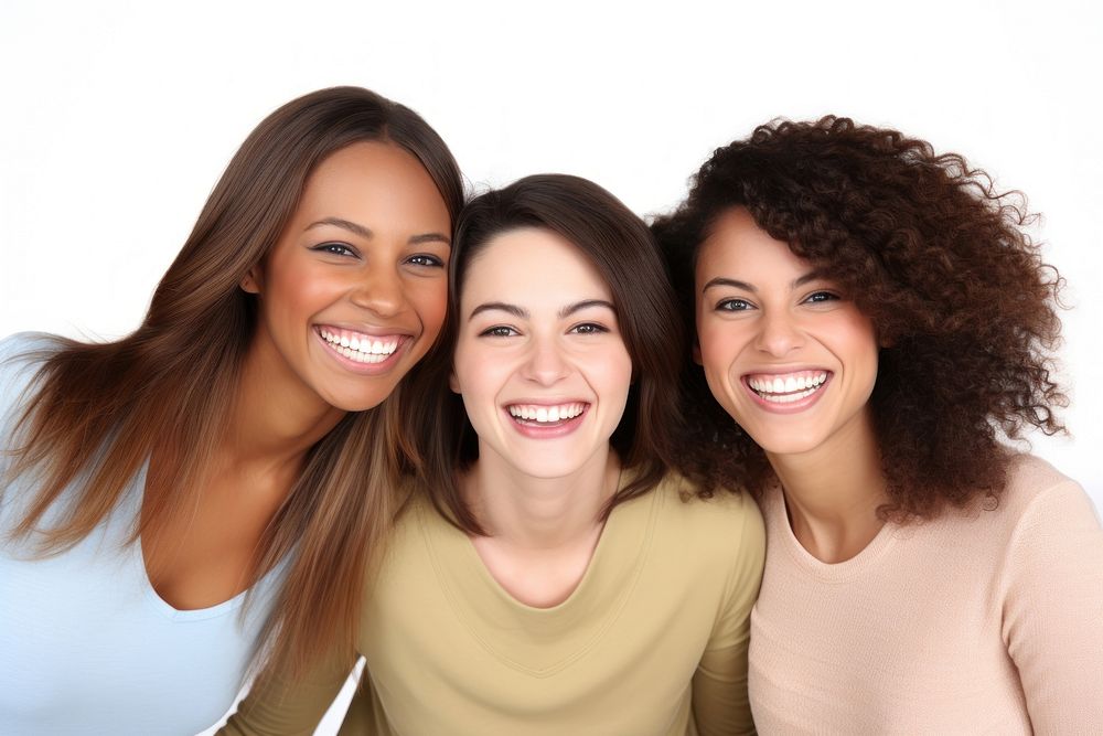 Three cheerful young women laughing adult smile. AI generated Image by rawpixel.