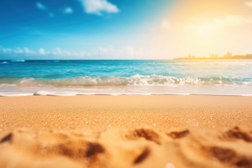 Tropical summer sand beach landscape outdoors horizon. AI generated Image by rawpixel.