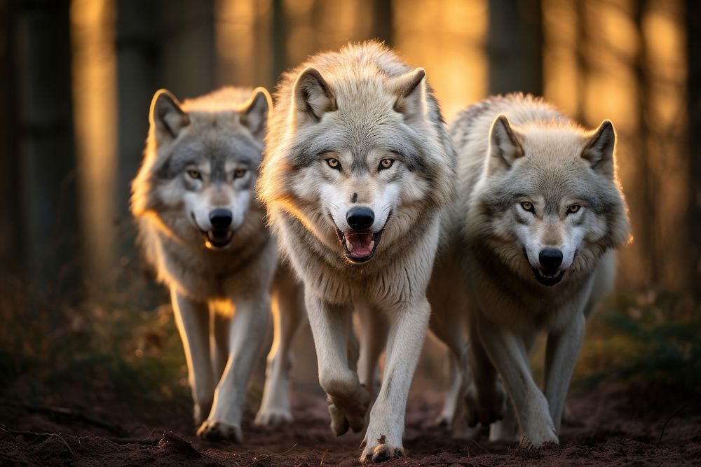 Wolf pack animal mammal dog. AI generated Image by rawpixel.